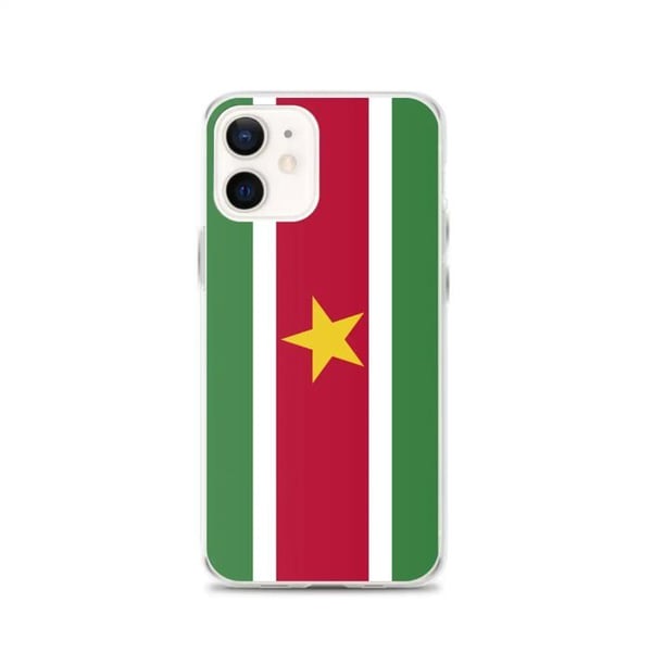 Telefonskal – Surinamets flagga – Kompatibel med iPhone 12 – Mjukt fodral – Stöttålig och slagfast - Silikon - Pixelforma