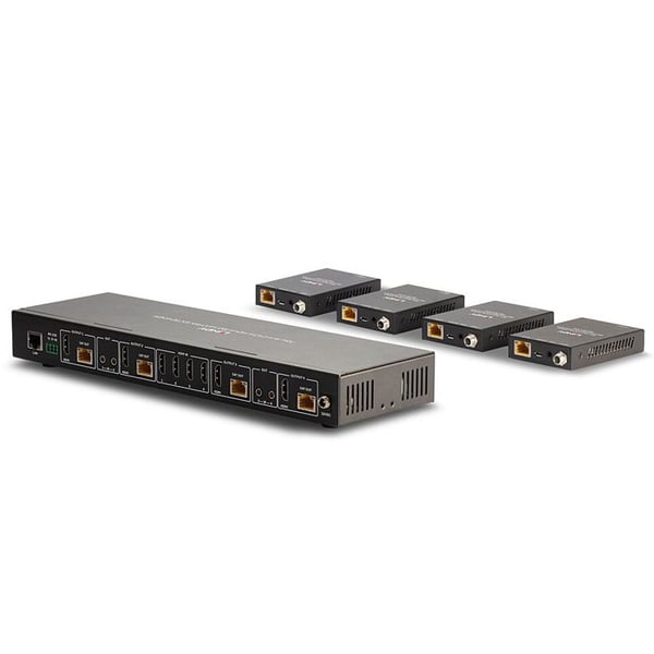LINDY Extender sändare Matris HDMI 4K60 4x4 över RJ45 upp till 70m med PoC - 4 mottagare