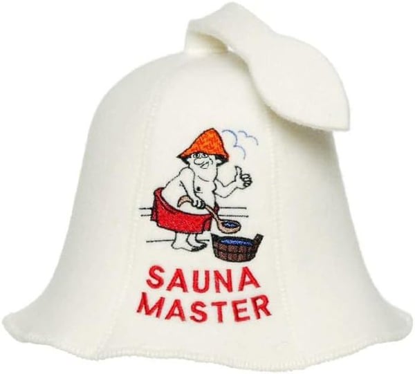 Bastuhatt i 100% ullfilt broderad "Sauna Master" för att skydda ditt huvud från värmen