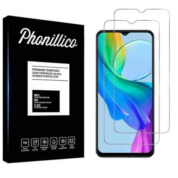 Filmt skydd för skärmen - Phonillico® - Vivo Y03 - Pack av 2 - Härdat glas - Represistent