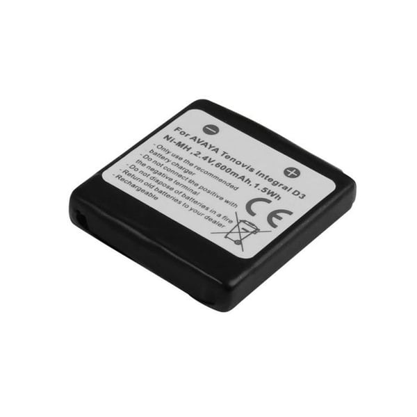 Batteri NiMH 600mAh för telefon Kompatibel med Avaya D3 Mobil 2,4V Svart