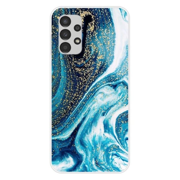 Silikonfodral - Kompatibel med Samsung Galaxy A13 4G - design i glittrande blå marmor