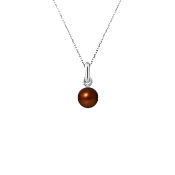 Halsband - Perlinea - AAA+ Freshwater Cultured Pearl - Choklad - 925 Silver - 42 cm