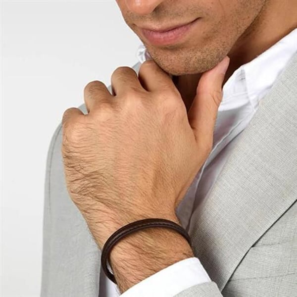 Armband - TRUSSARDI - TJAXZ03 - Svart läder - Rostfritt stål - Längd 18 cm Armband - TRUSSARDI - TJAXZ03 - Svart läder - Rostfritt stål - Längd 18 cm