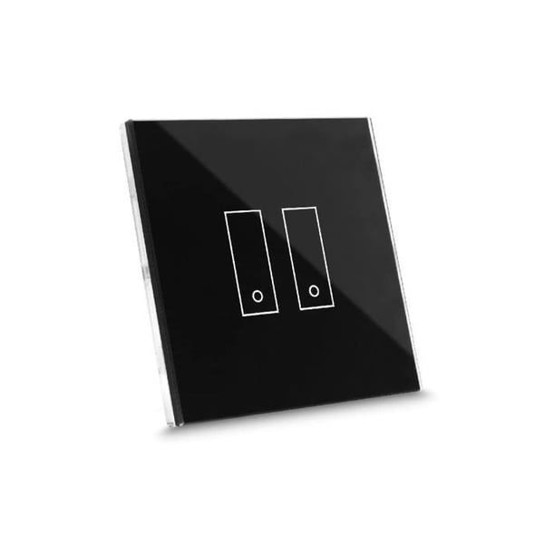 IoT-ansluten strömbrytare iotty E2 PLUS - Touch, bakgrundsbelyst glas, Kompatibel med Google/Alexa/Siri