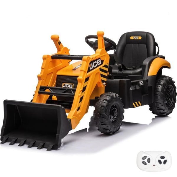 JCB 12V elektrisk grävmaskin för barn 2–6 år — gul, fjärrkontroll och laddare