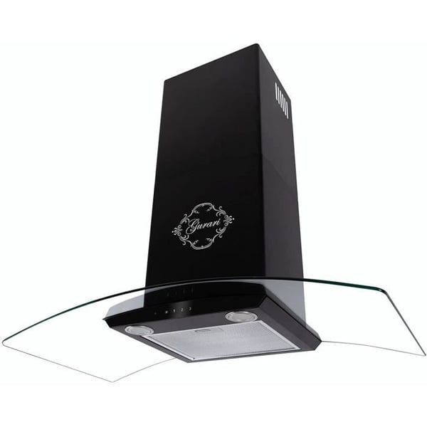 GURARI Väggventilator GCH T 465 60 BL PRIME köksfläkt 60 cm, svart, böjd glas, sugkraft