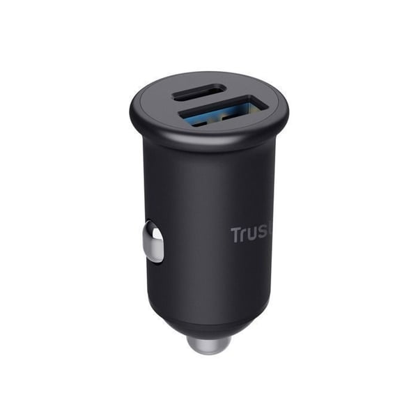 Trust Maxo 38W PD USB C & USB cigarettænder, 20W USB-C PD & 18W USB-A QC3, mini bilopladerstik, iPhone, Samsung adapter