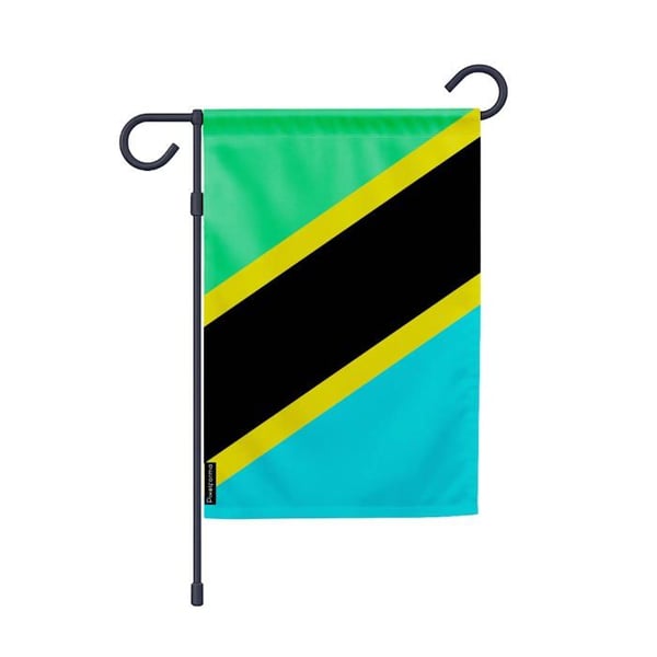 Tanzanias Trädgårdsflagga – 32 x 47,5 cm – Hållbar Polyester – Horisontellt Format – Utomhus – Pixelforma
