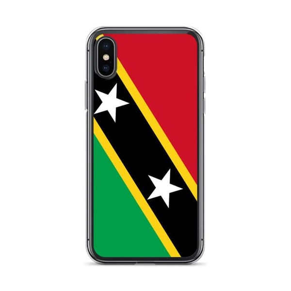 Mobilskal – Flagga St. Kitts och Nevis – Kompatibel med iPhone XS Max – Flexibelt Fodral – Stöttåligt och Chockresistent – Pixelforma