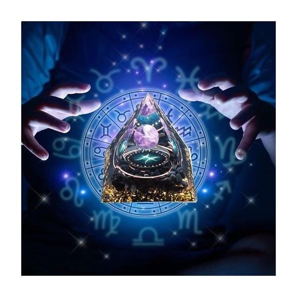Orgonite pyramid ametist fisk zodiac konstellation