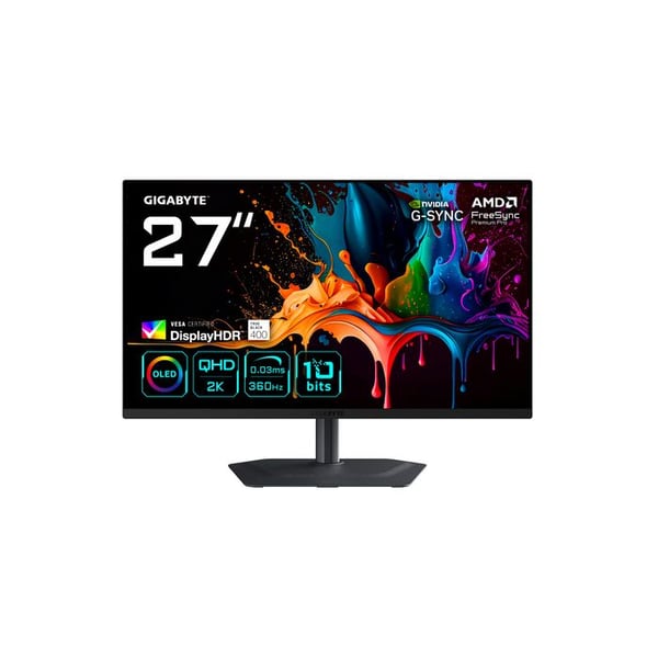 GIGABYTE MO27Q3 - Pelimonitori QD-OLED 27" QHD 2560x1440 360Hz 0.03ms HDMI 2.1 G‑Sync HDR True Black 400