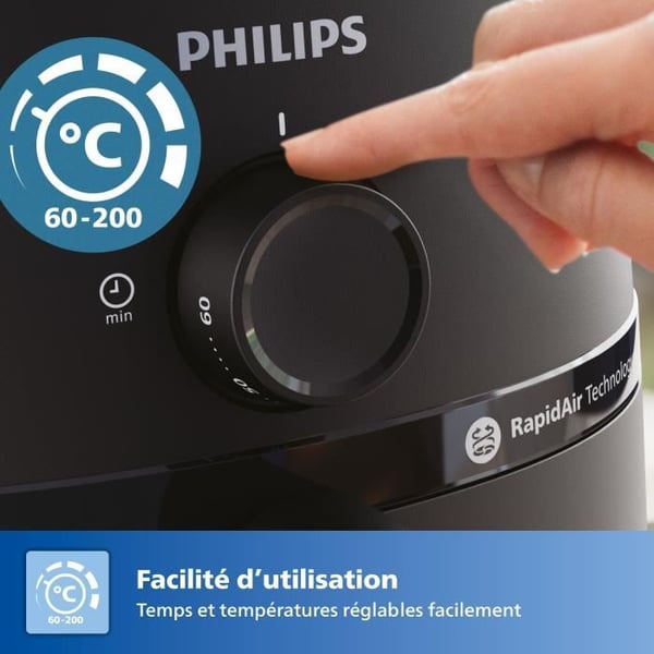 Fritøjs uden olie - PHILIPS - NA120/00 - Airfryer Serie 1000 4.2L - 12 tilberedningsmetoder - 1500W - Sort