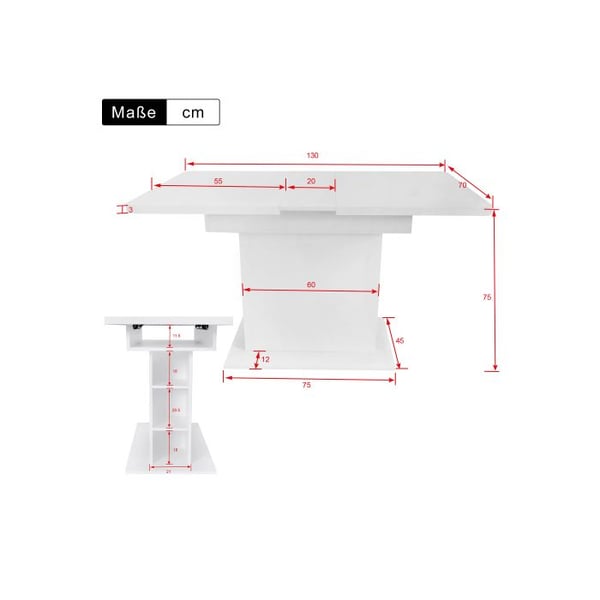Udvidbart spisebord - MUVOE - Hvidt - Multifunktionelt - Elegant design - Hurtig montering