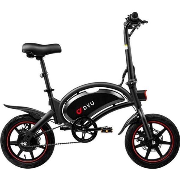 Elcykel DYU D3F 14 Tum 25km/h - Motor 250W Batteri 36V10Ah Skivbromsar - Svart