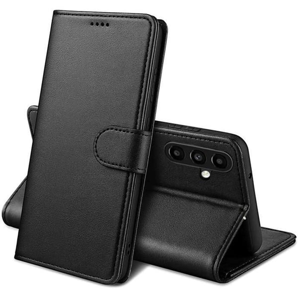 Fodral - Phonillico® - Samsung Galaxy A55 5G - Svart - Lädereffekt - Stativfunktion