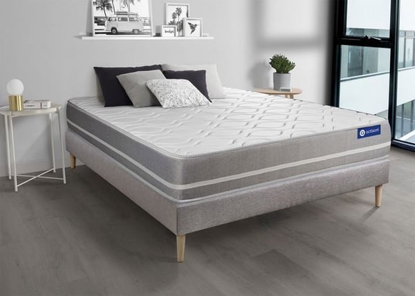 Madrass- och boxspringset 130x190 cm - Actilatex Touch - Grå boxspringkit