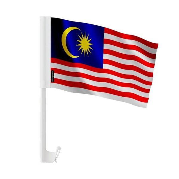 Malaysia Bilflagga – 14 x 21 cm – Polyester Tyg – Fäste på Fönster – 20 stycken – Pixelforma