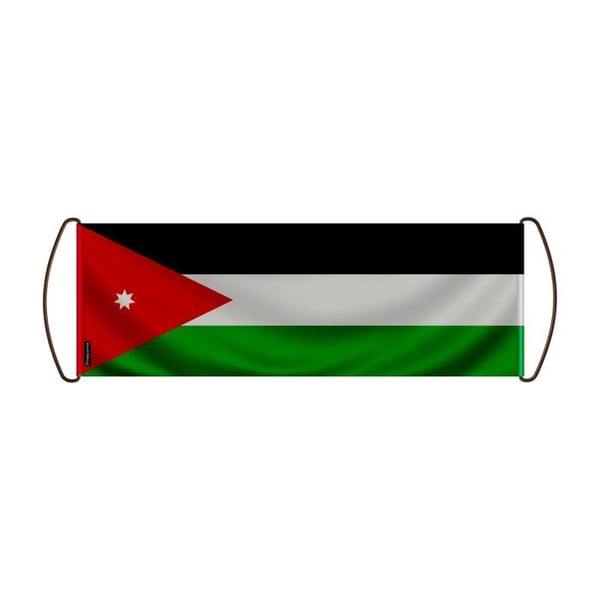 Sverigeflagga – Jordanien flagga – 17 x 50 cm – Polyester – Handflagga – Pixelforma