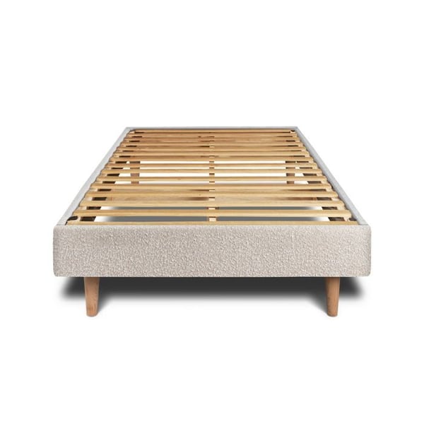 Sommier Kit Bouclette Beige 90x200 H29cm Sommeil de plomb - Sommier i massivträ med träben koner 15 cm