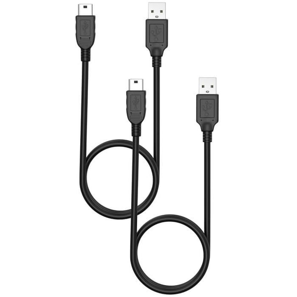 Lot 2 kablar för Nikon Coolpix L830/L840/P1/P100/P2/P3/P300/P310/330/P4/P50 - Kabel MINI USB/USB 2.0 Svart 1 Meter Phonillico®