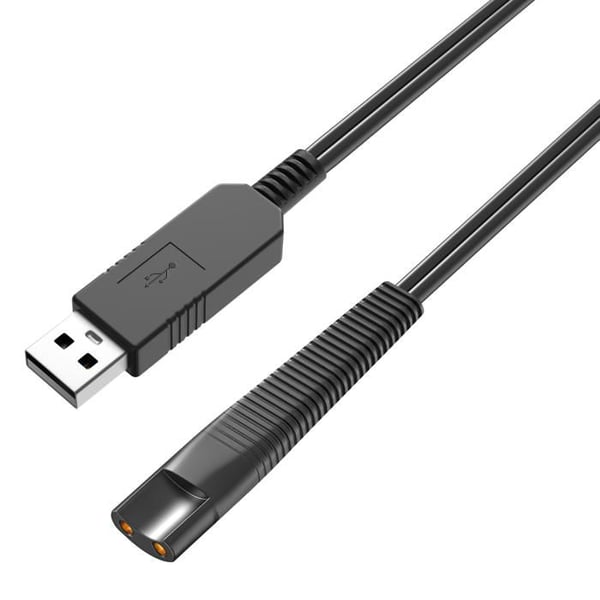 Kabel 12V Kompatibel rakapparat trimmer Braun Serien 1/3/5/6/7/8/9 Silk epil serier 5/7/9 - Svart USB-kabel 1m Phonillico®