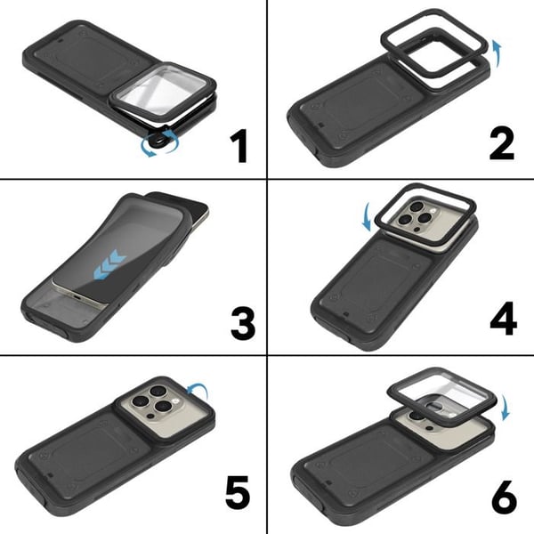 Vattentät Telefonfodral - AVIZAR - Telefon 6.5 till 6.9 tum - IP68 - Stötsäker 1.5m - Svart