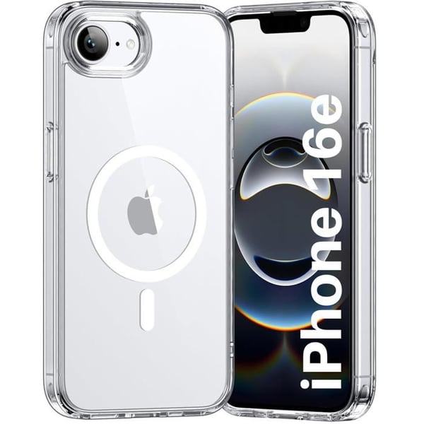 Skydd för iPhone 16e - Transparent silikon med inbyggd magnetisk cirkel Phonillico®