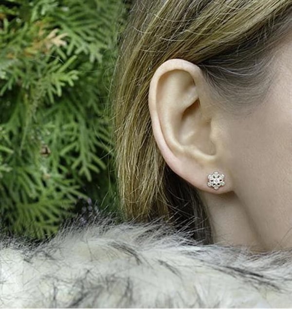 Örhängen - BENETO - Snöflinga - Silver 925 - Zirkonia - Hängande