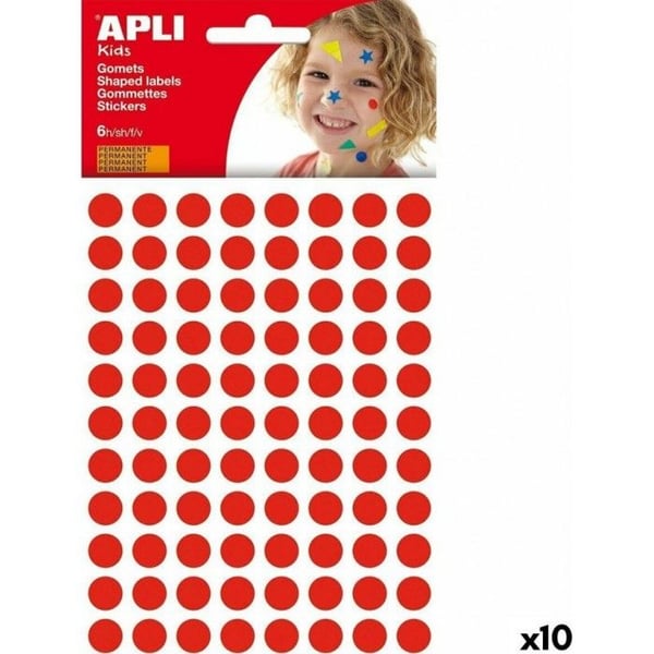 Klistermärke - APLI - Modell 528 - Röd - Ø 10,5 mm - Permanent limmad Klistermärke - APLI - Modell 528 - Röd - Ø 10,5 mm - Permanent limmad