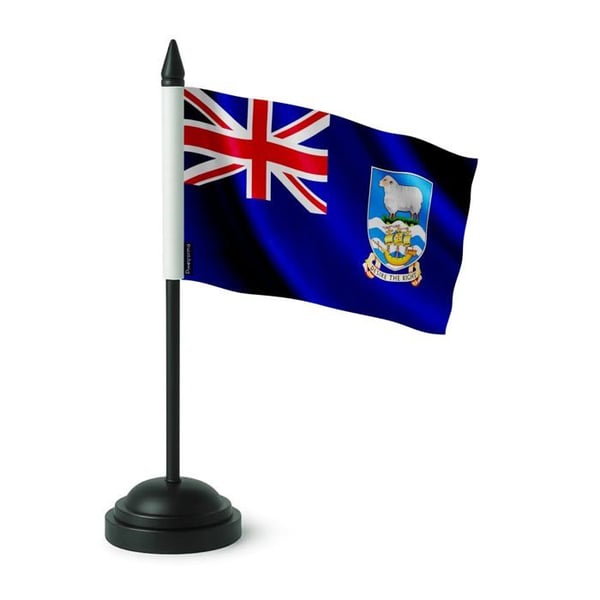 Falklandsöarna Bordssflagga – 14 x 21 cm – Polyester – Svart Plastställ – Pixelforma