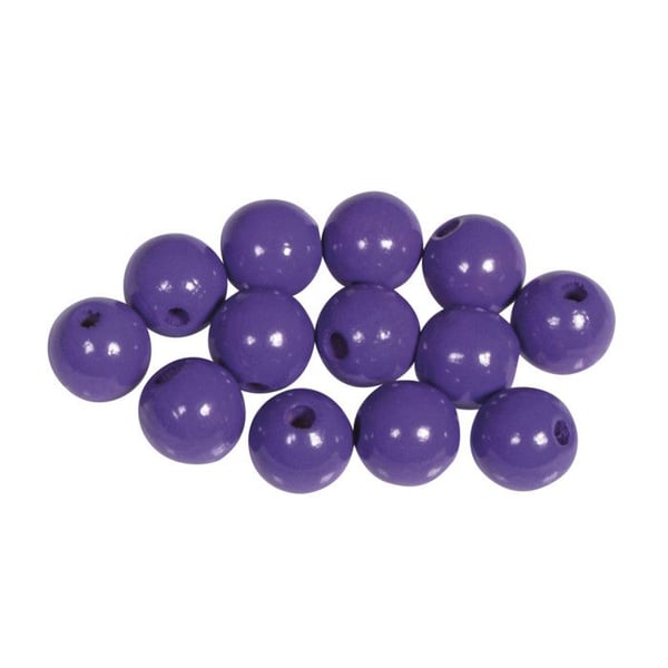 FSC 100% träpärlor, polerade, 10 mm ø, mörk lila, 52 stycken