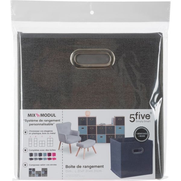 Förvaringslåda 31 x 31 x 31 cm Atmosphera - Mörkgrå Melange - 2 förvaringslådor