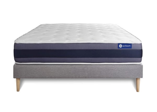 Madrass- och boxspringset 130x190 cm - Actimemo Morpho - Grå boxspringkit