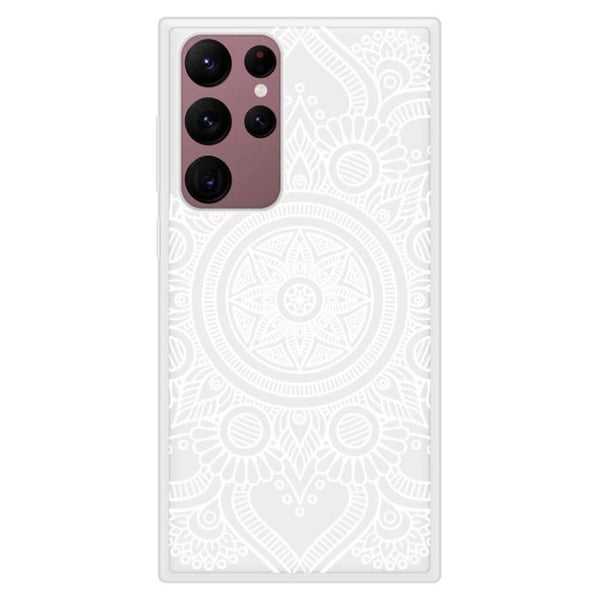 Siliconförstärkt tryckt skal kompatibel med Samsung Galaxy S22 Ultra Mandala vit