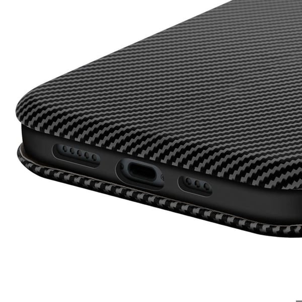Smartphonefoder - iPhone 16 - Kolfiber - Videostöd - Anti-RFID Svart