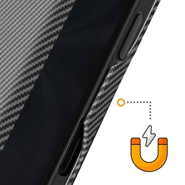Smartphonefoder - iPhone 16 - Kolfiber - Videostöd - Anti-RFID Svart