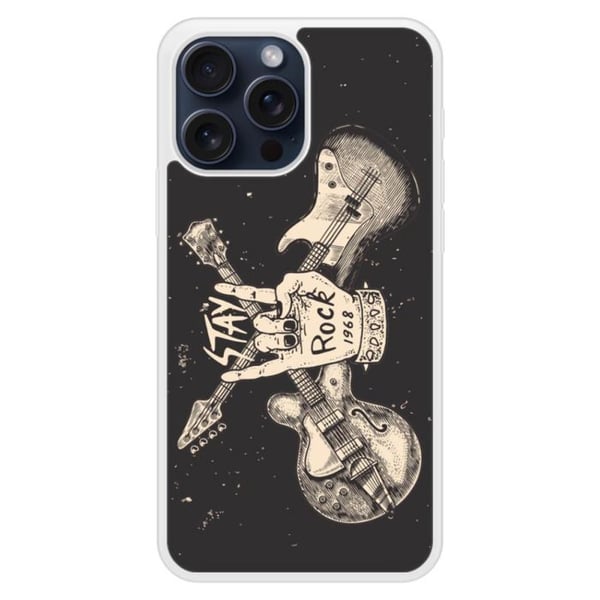 Coque i silikonförstärkt, tryckt, kompatibel med Apple iPhone 15 Pro Max Stay rock