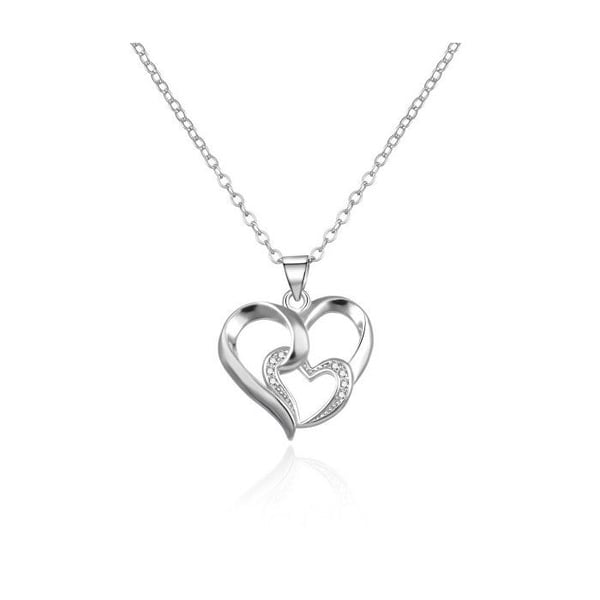 Silverhalsband med dubbel hänget AGT-N027W (kedja, hängsmycke)