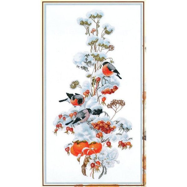 Kit för broderi med korsstygn Ugn - Vinterset 19x44 cm