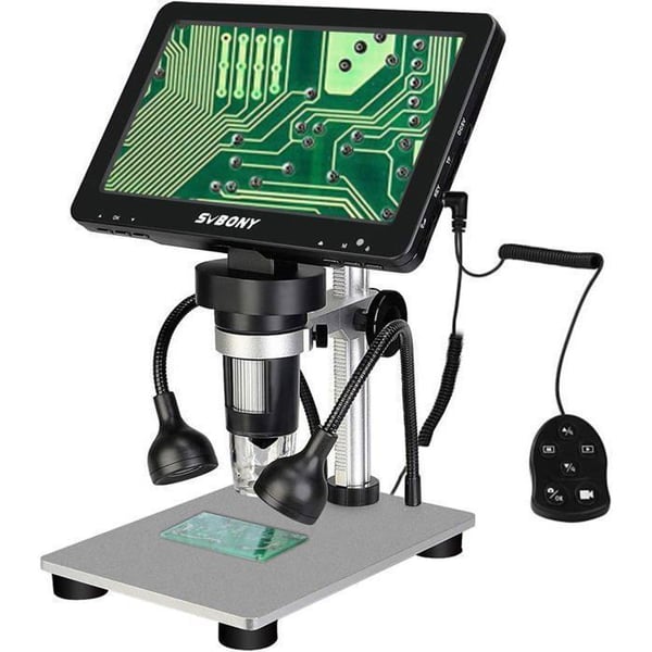 Svbony SV604 Digitalmikroskop, 1X-1200X 7-tums LCD Mikroskop, 12MP 1080FHD Fjärrkontroll, för Myntinsamling PCB Lödning