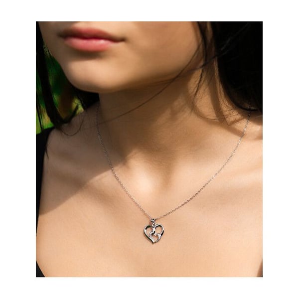 Silverhalsband med dubbel hänget AGT-N027W (kedja, hängsmycke)