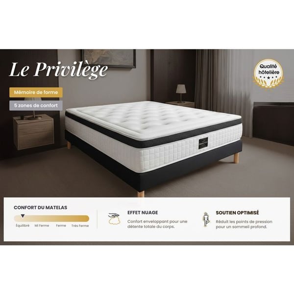 Pack Privileg 140 x 200 cm sängram Kit Vit