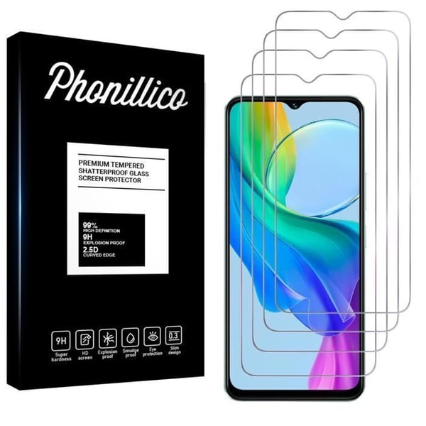 Skärmskydd - Phonillico® - Vivo Y03 - 4-pack - Härdat Glas - Rep resistant