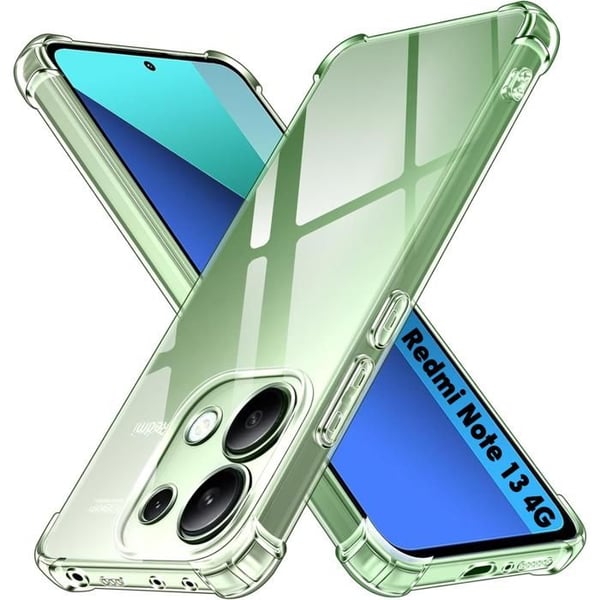 Fodral för Xiaomi Redmi Note 13 4G - Phonillico® - Stötsäker - Mjuk TPU - Transparent - Förstärkt skydd