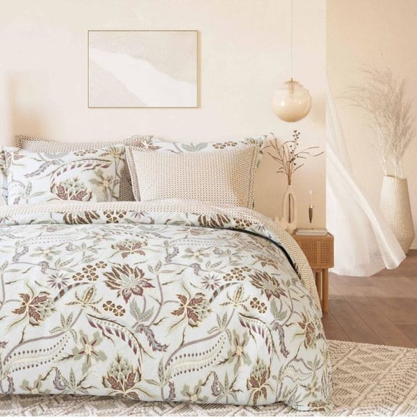 Duvetset "Dubbeltryckt" i kammad bomull percale 80 trådar/cm² för säng 140 till 160 - Set Elise