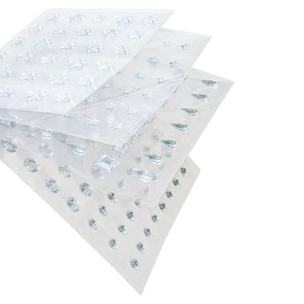 Strassdekaler i silver - MEGACREA DIY - 203 bitar - 0,5 till 1 cm - Klisterdekorationer - 3D