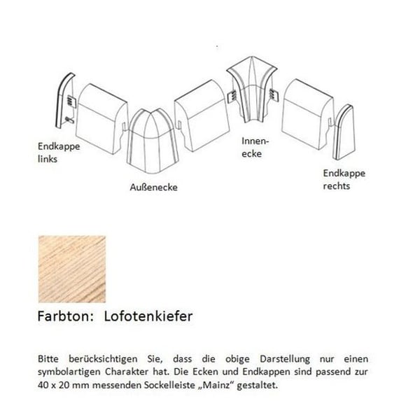 Ändkappor och hörn för MDF plastsocklar 40 x 20 mm furu av PROVISTON Ändkappor och hörn för MDF plastsocklar 40 x 20 mm furu av PROVISTON