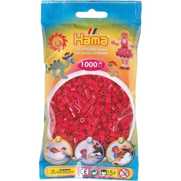 Hama - 1 000 standard MIDI pärlor (Ø5 mm) vinröd