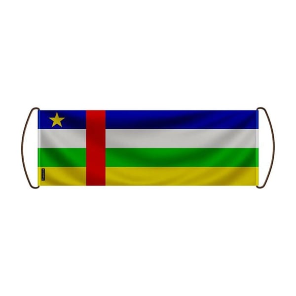 Scrollbanner – Centralafrikanska republikens flagga – 24 x 70 cm – Polyester – Handflagga – Pixelforma